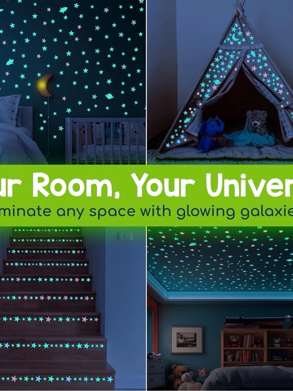 BUNMO Glow in The Dark Stars for Ceiling & Walls – 280 Piece
